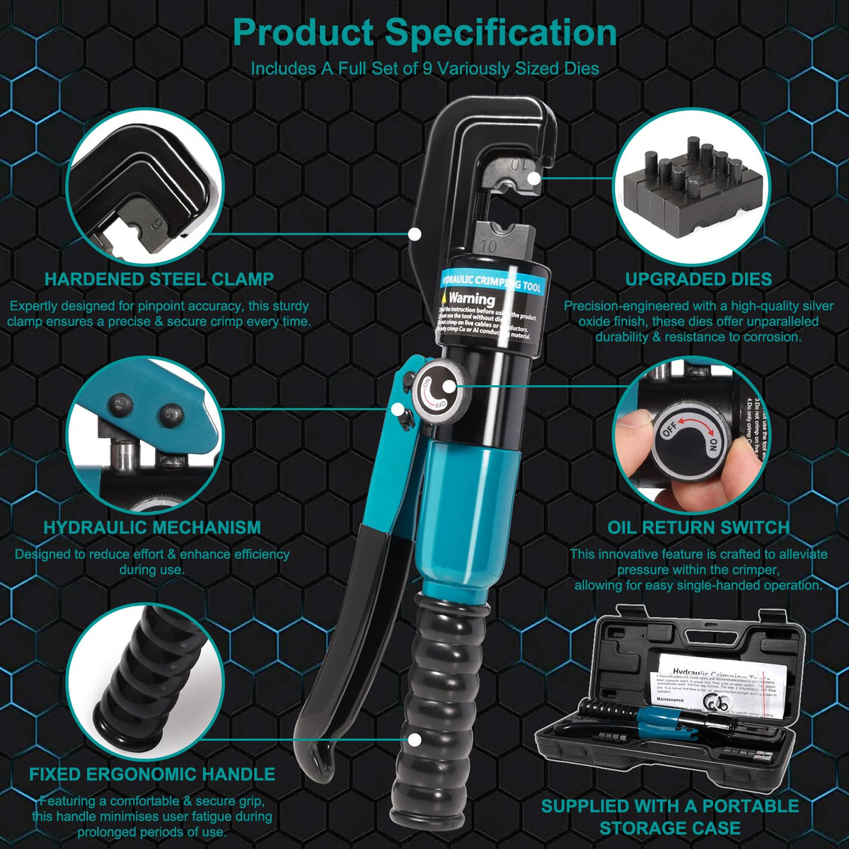 Brileine tool ideal for battery wiring and welding cable crimps.