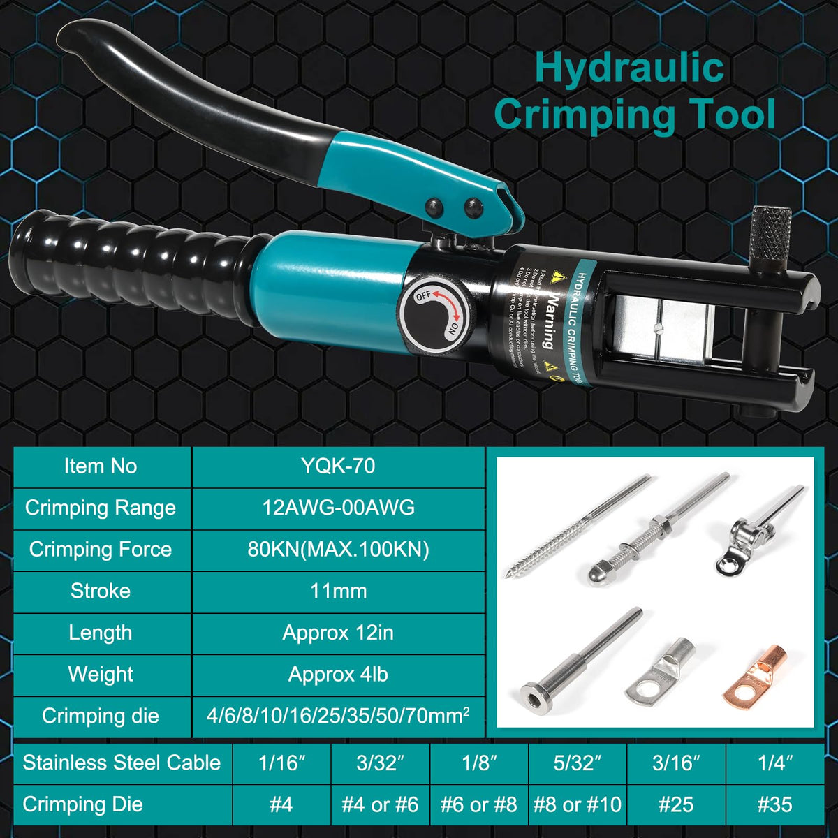 Brileine tool with quick-change dies for fast size swaps