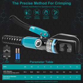 Brileine ergonomic handle supports comfortable operation during long crimping tasks.