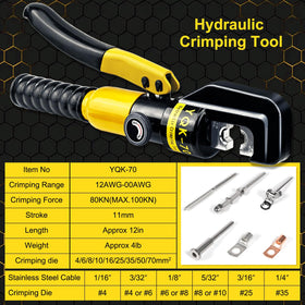 Brileine rotating head allows access to tight spaces during crimping.