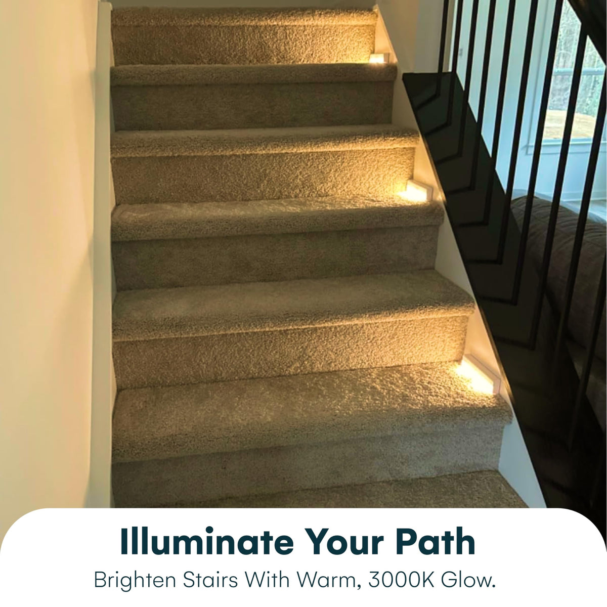 Brilliant Evolution stair light installable with screws or adhesive in seconds