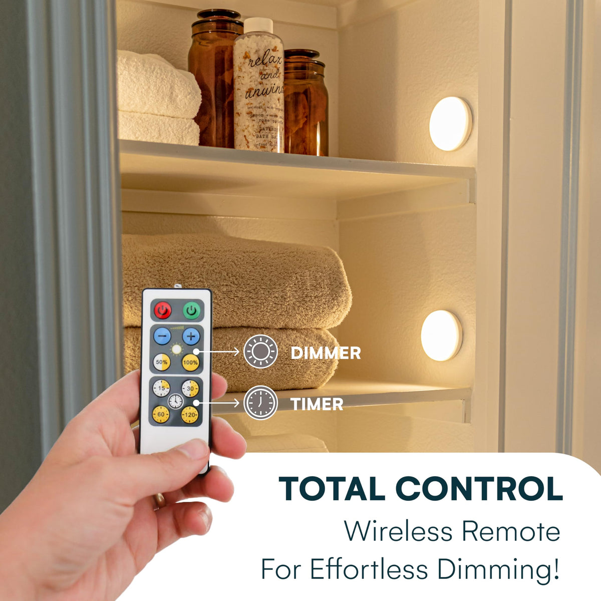 Brilliant Evolution puck light for closet or drawer with easy mounting