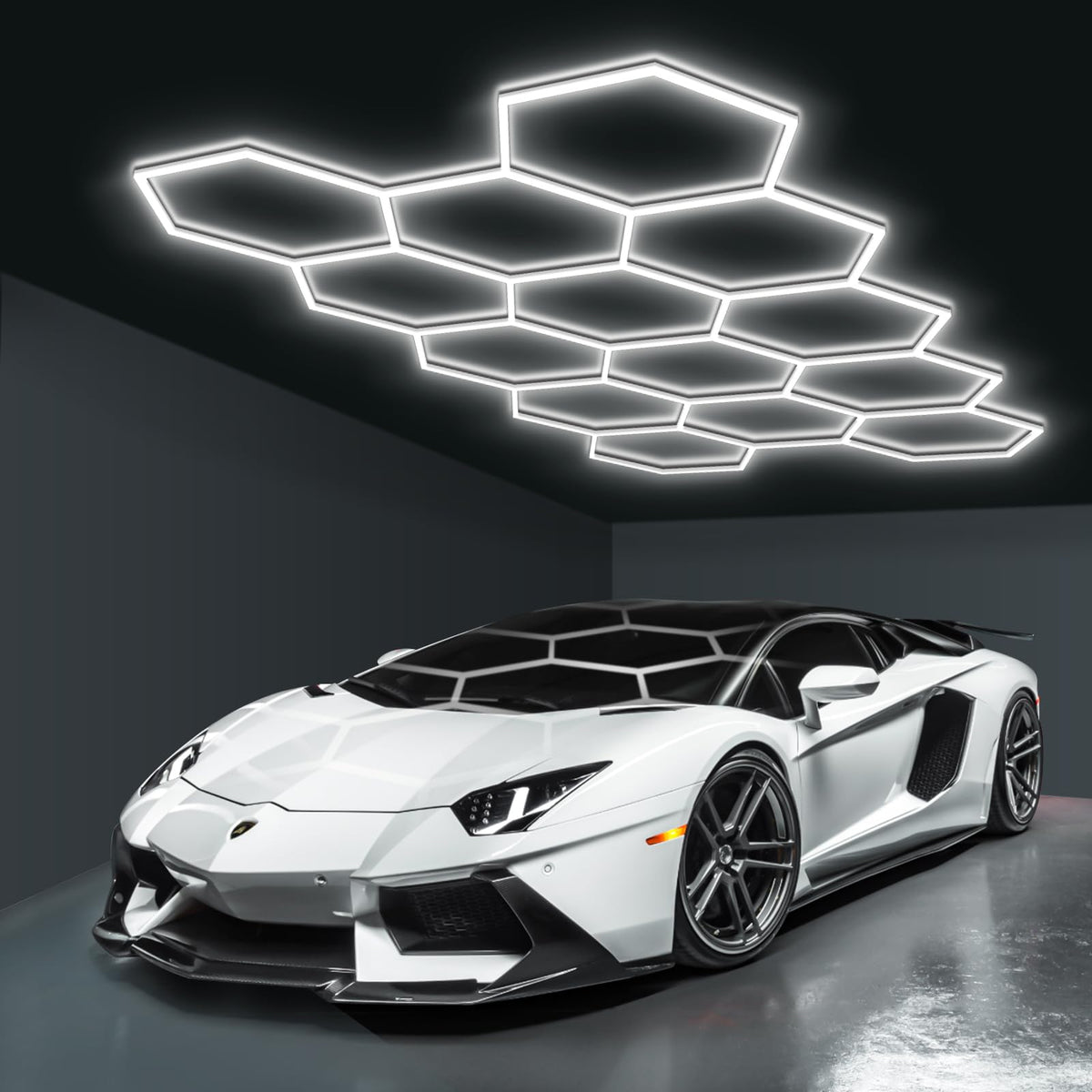 BRILLIHOOD Hexagon light panel for crisp garage illumination