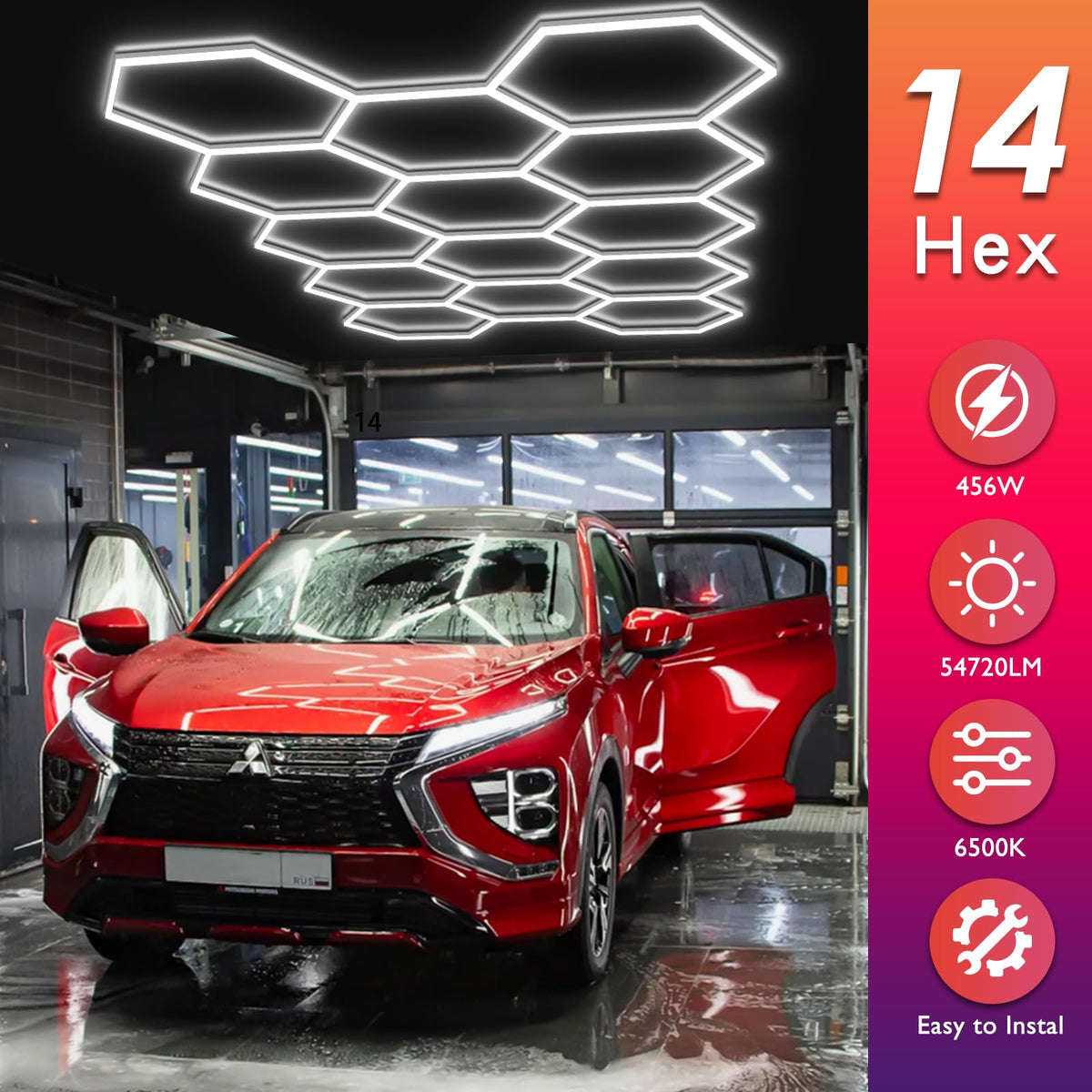 BRILLIHOOD Honeycomb lighting layout provides wide coverage for garages and basements