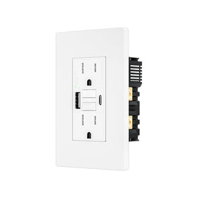 BRILLTECH 15A GFCI outlet with USB-C and USB-A ports for safe charging
