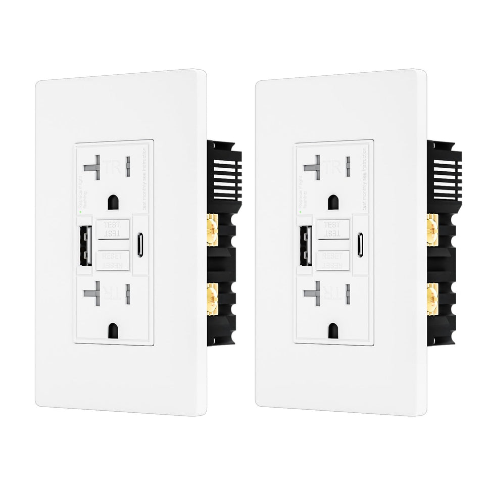 BRILLTECH 2Pack GFCI outlet front view with LED indicator for quick status
