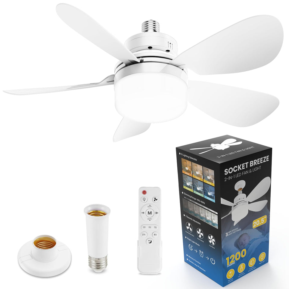 BrilMaison ceiling fan with lights and remote in a modern living room for effortless cooling.