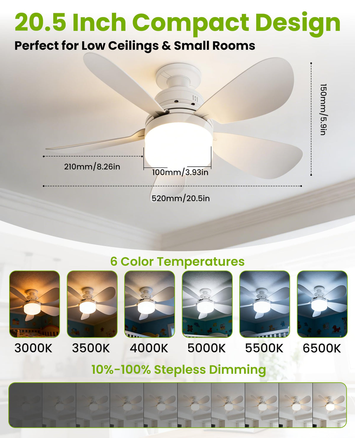 BrilMaison dimmable LED light offering six color temps for any mood.