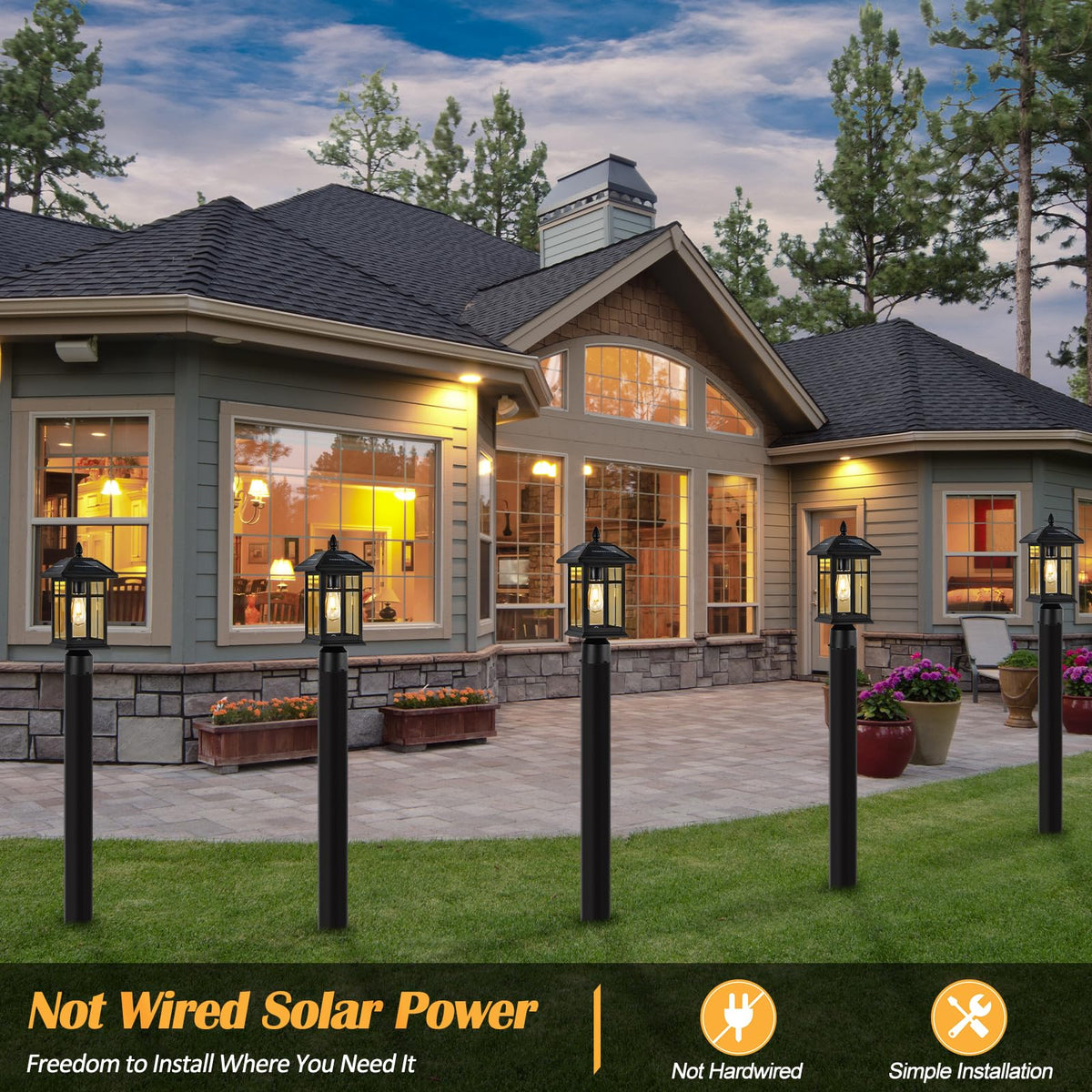 Brilvibera two-pack outdoor lights ideal for driveways and walkways.