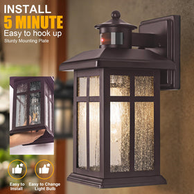 Brilvibera bronze motion sensor light, angled view showing sensor range