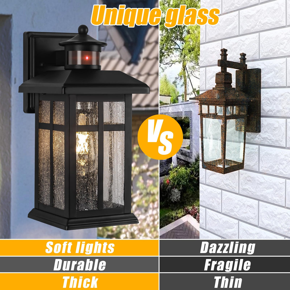 Brilvibera porch light with 40ft range for reliable outdoor visibility.
