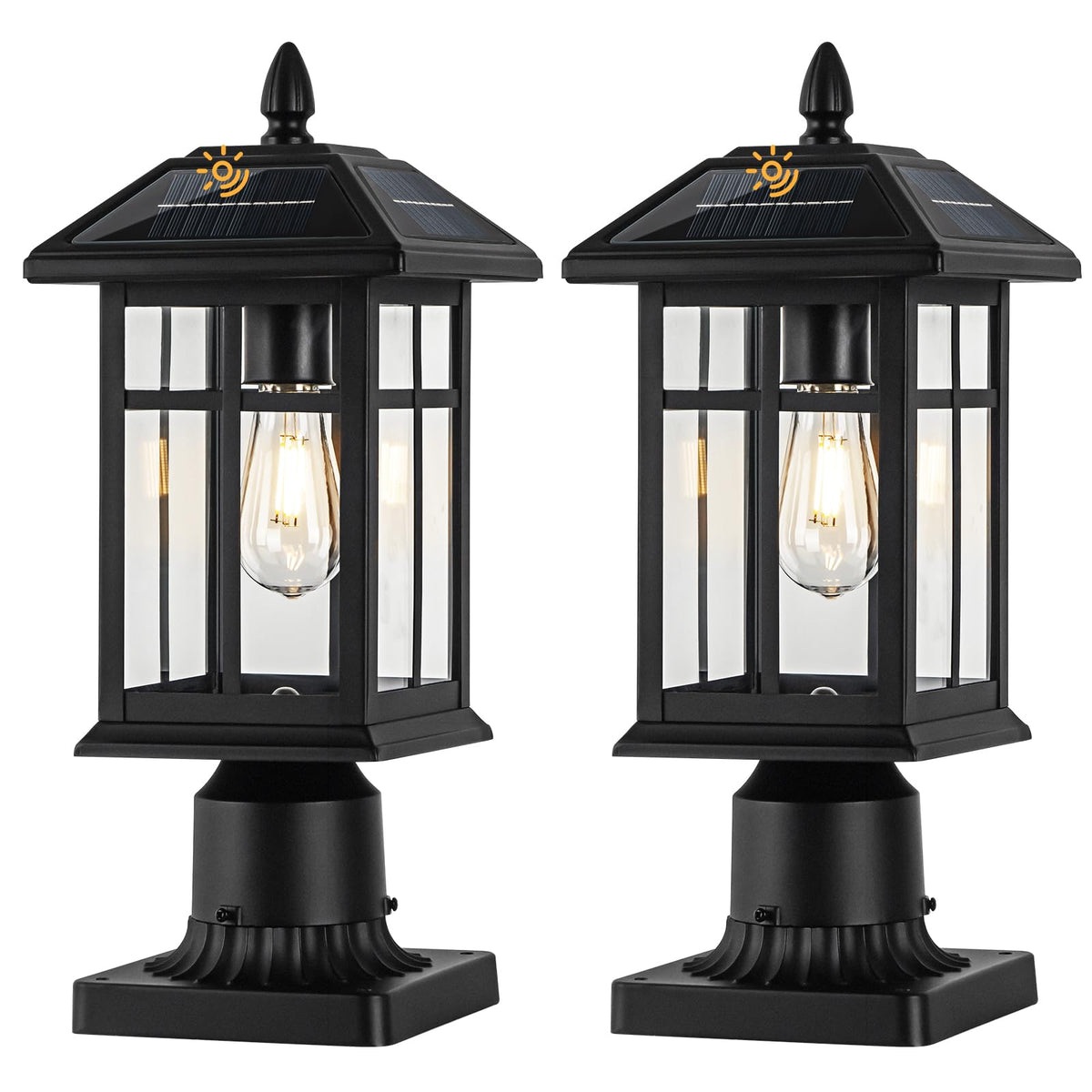 Brilvibera solar post light with warm white LED for garden pathways.