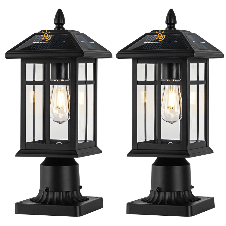 Brilvibera solar post light with warm white LED for garden pathways.