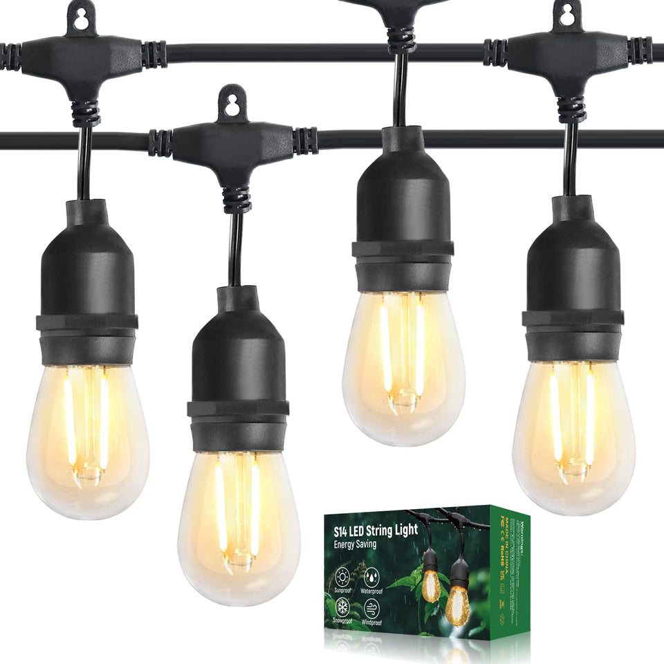 BRIMAX 12ft outdoor string lights provide a warm 2700K glow for cozy patio evenings.