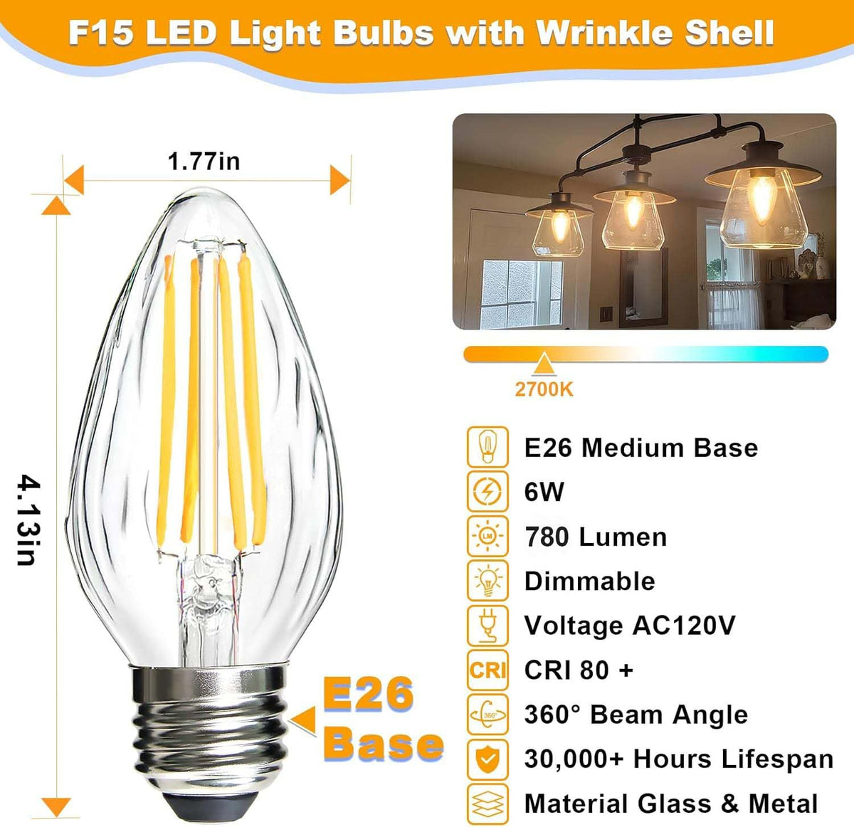 BRIMAX F15 filament design bulb showcasing vintage look and longevity