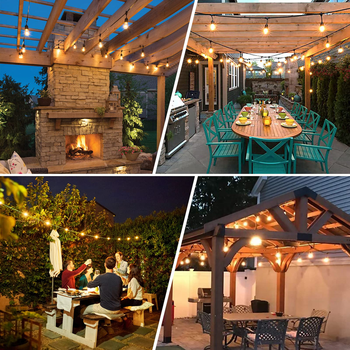 BRIMAX warm white 2700K glow creates inviting ambiance for bistros, porches, and gardens.