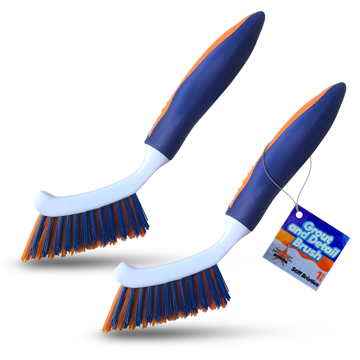 BRING IT ON! CLEANER grout brush with angled stiff bristles for deep grout cleaning.