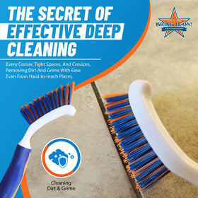 BRING IT ON! CLEANER shower track brush clears soap scum in door rails.