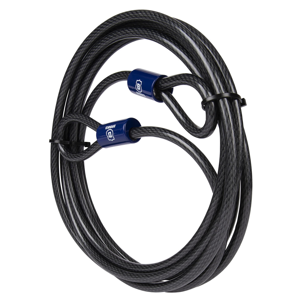 BRINKS braided steel cable close-up showing rugged construction.