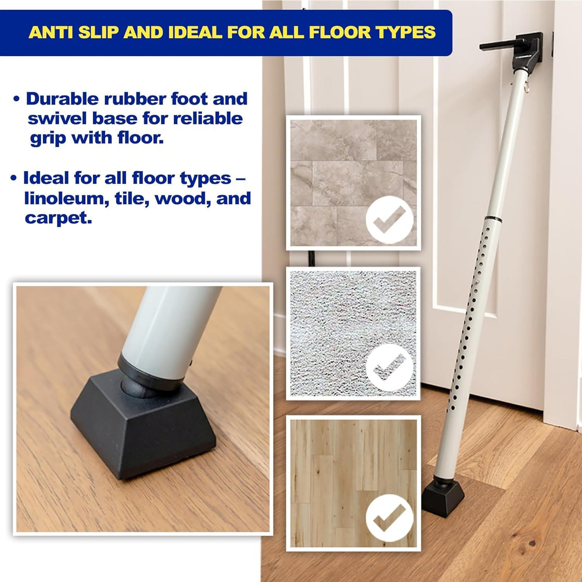 BRINKS Door Security Bar adjustable 25-43 inches fits dorms, apartments, homes