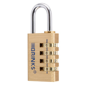 Dial close-up showing the resettable combination on the BRINKS padlock.