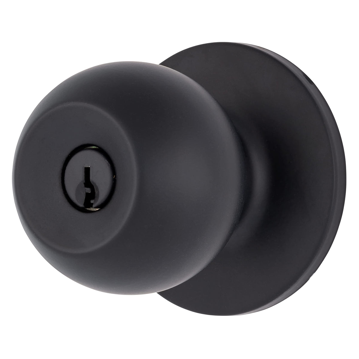 BRINKS Transitional Keyed Entry Ball Door Knob in matte black exterior, front view for secure style