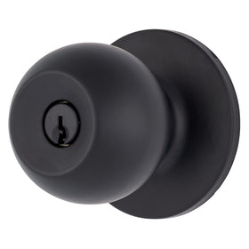 BRINKS Transitional Keyed Entry Ball Door Knob in matte black exterior, front view for secure style