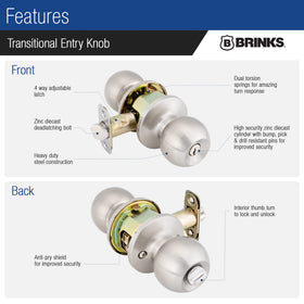 BRINKS Transitional Keyed Entry knob backset 238 diagram for versatile fit