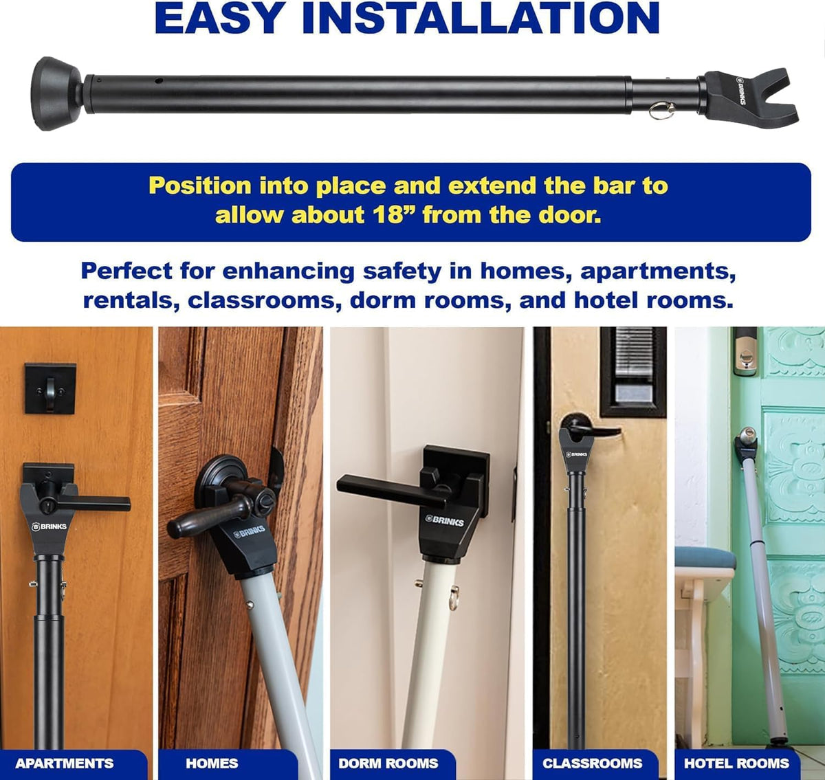 BRINKS travel-friendly security bar compact for dorms and travel