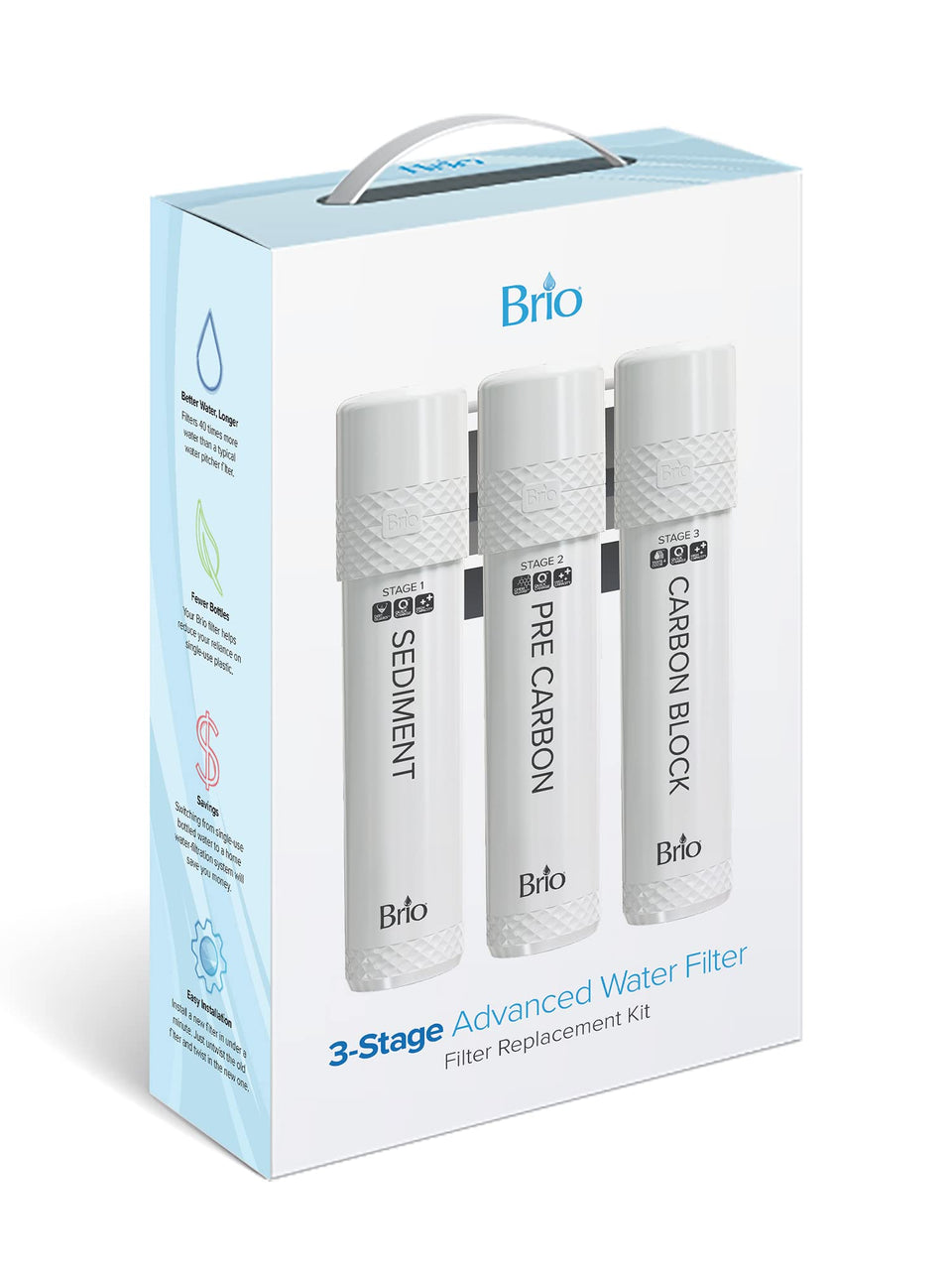 Brio 3-Stage Filter Kit sediment filter reduces particulates for cleaner water