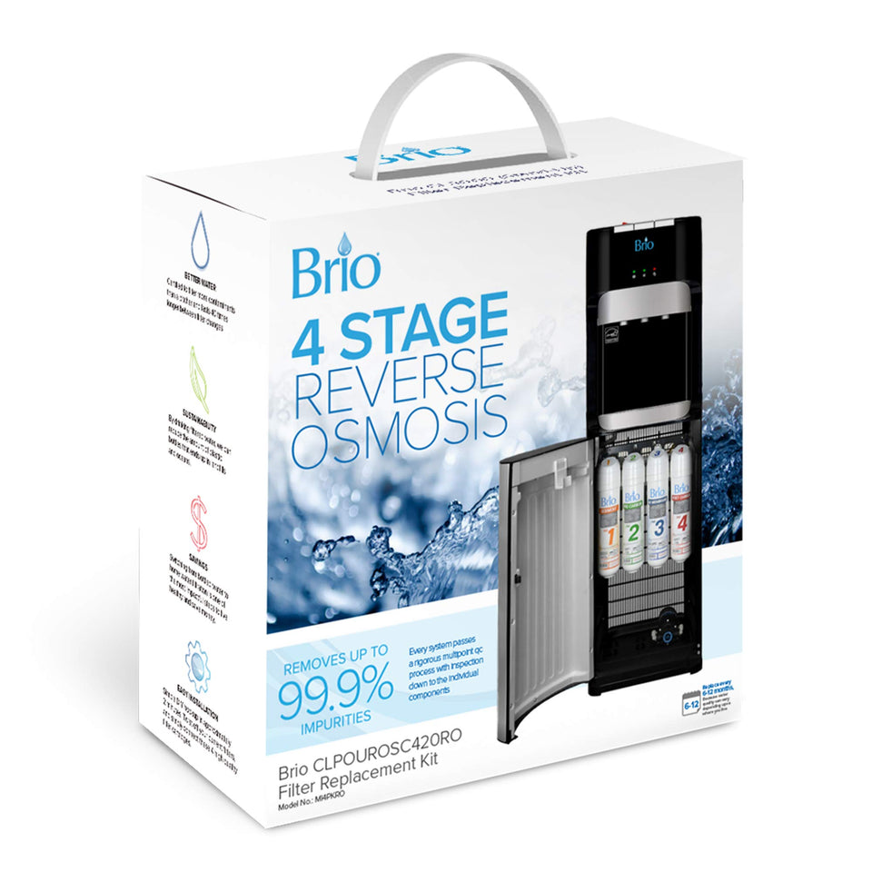 Brio 4-Stage RO filter kit pack shot for Brio dispensers, ready for home use