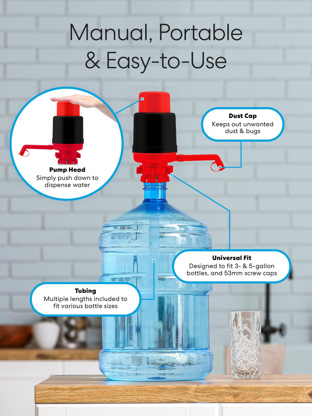 Brio pump installs easily without tools for fast setup