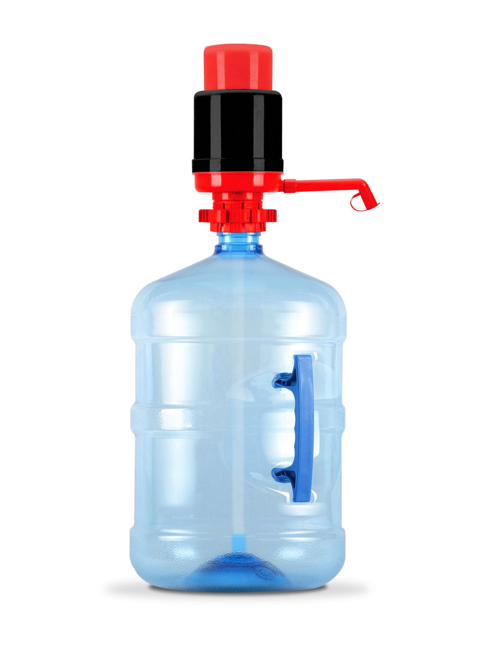Brio universal manual pump shows bottle fit for two to six gallons for easy refills