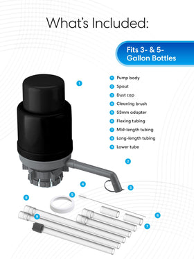 Brio pump compatible with 48mm and 55mm bottles for versatility.
