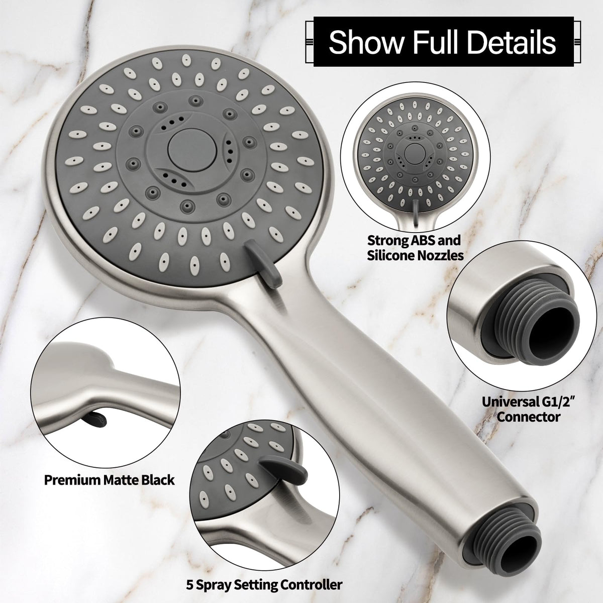 BRIOUT brushed nickel finish shower head for modern style