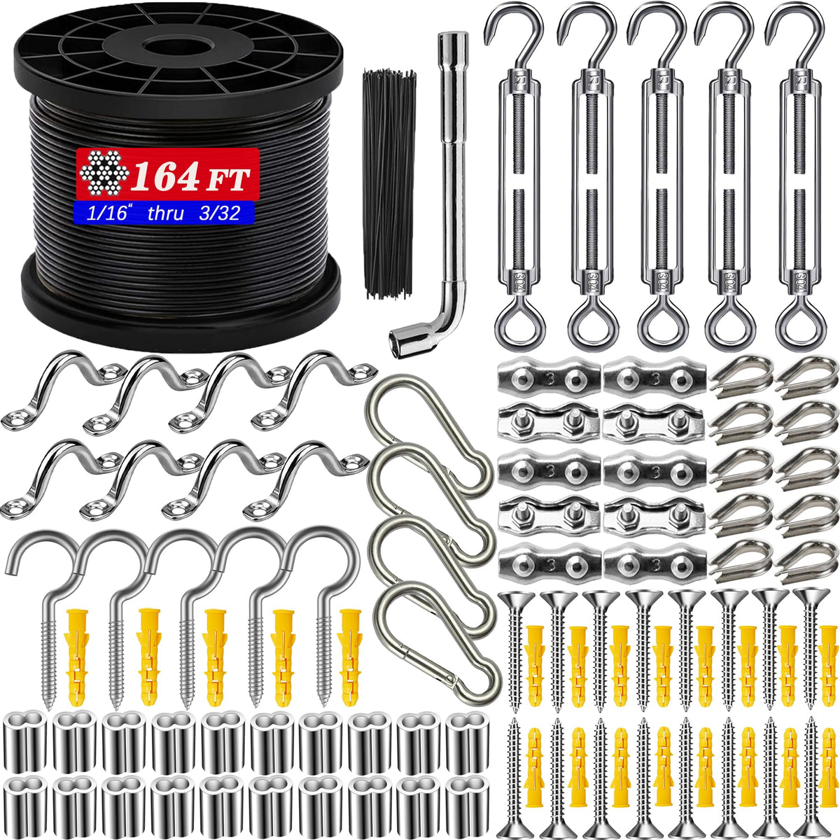 BRISBONN 164ft outdoor string light hanging kit ready for patio ambience and setup.
