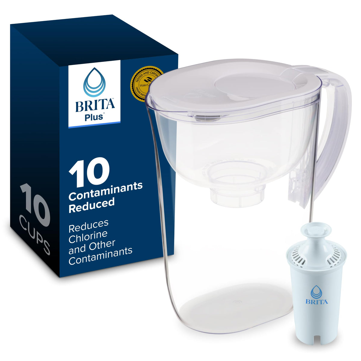 BRITA 10 cup pitcher with red front for clearer tasting water