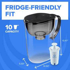 Brita black pitcher with ergonomic handle for comfortable pouring