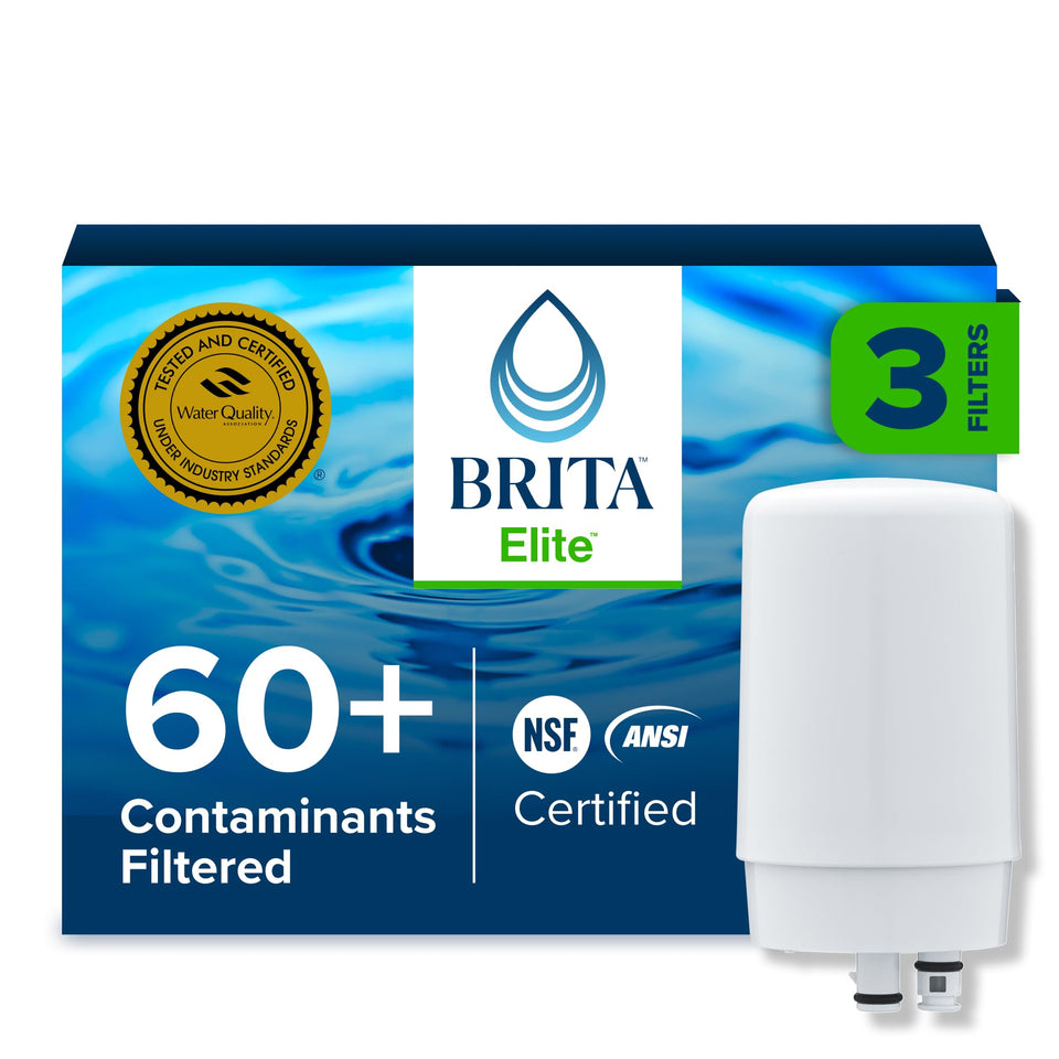 Brita faucet mount filter packaging shows a 3 pack for easy replacements