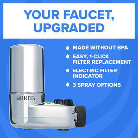 Brita faucet mount system chrome indicator shows when to replace filter