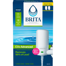 BRITA faucet mount white front view shows compact design