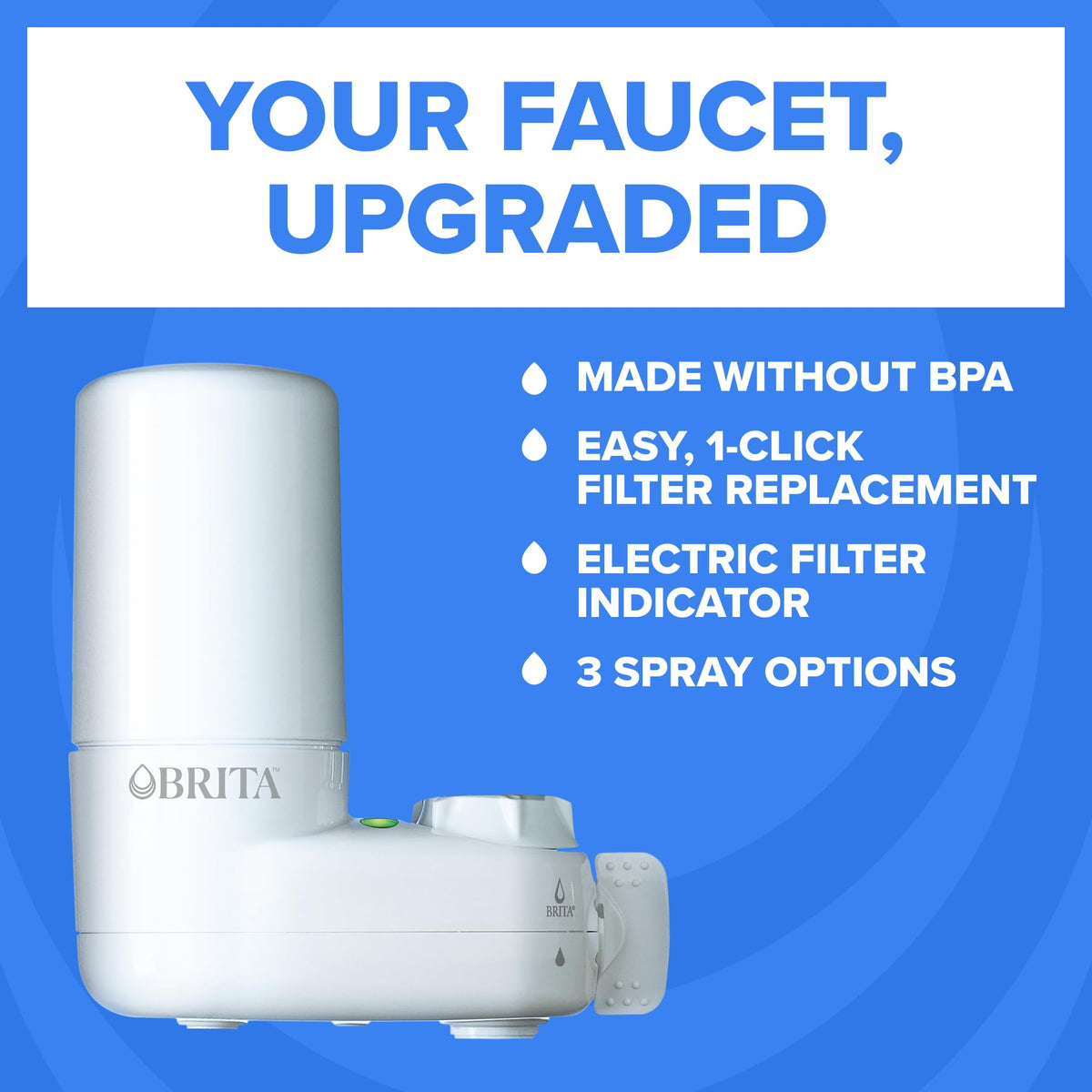 BRITA faucet with three spray options for versatile on-tap water