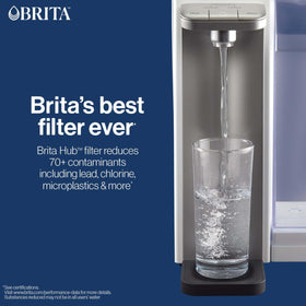 Brita Hub 12-cup reservoir being filled for instant filtered water.