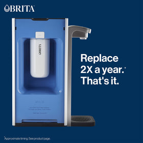 Brita Hub filter reducing impurities visualized by clear water.