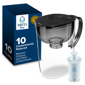 Brita Large 10 Cup Pitcher front view in black for easy hydration at home