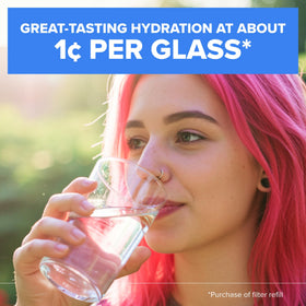 Brita pitcher chilling water in fridge for daily hydration