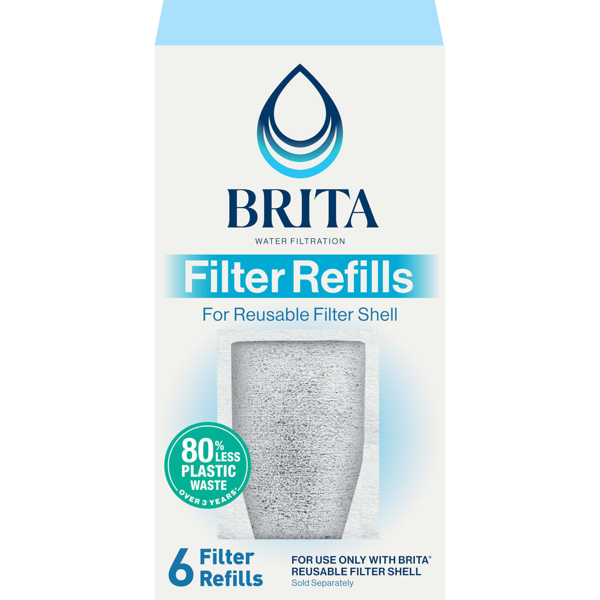 Brita refill pack for pitchers and dispensers reduces plastic waste.