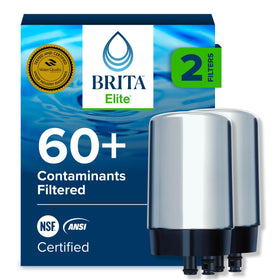 Brita replacement faucet filter cartridge with chrome finish, two-pack, for cleaner water