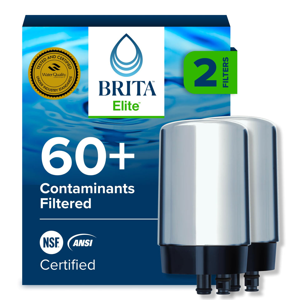 Brita replacement faucet filter cartridge with chrome finish, two-pack, for cleaner water