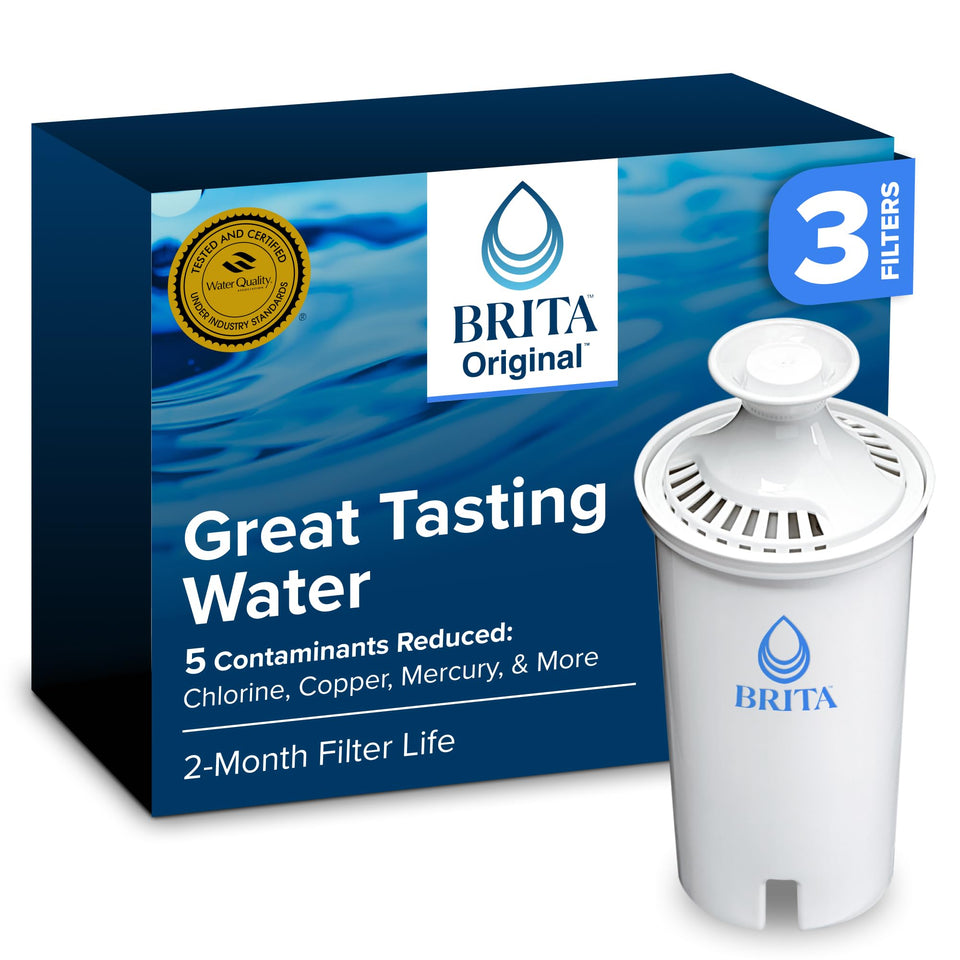 BRITA Standard water filter pitcher with mesh screens for clear, fleck-free water